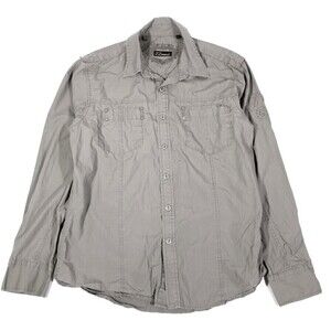 7 Diamonds Stud Embellished 7D63 Long Sleeve Button Down Shirt Mens Large gray